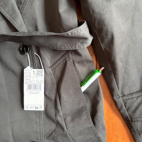 NWT MNG Water Repellent Oversized Double Breasted Trench Coat Womens XXS Black - Picture 7 of 14